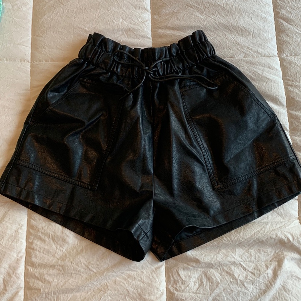 Faux Leather paper bag shorts